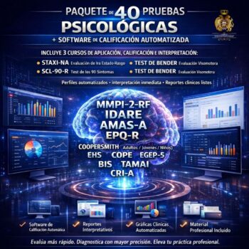Paquete profesional: 40 pruebas psicológicas + Software de calificación automatizada