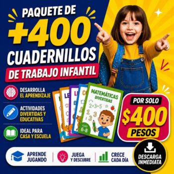  PAQUETE DE MÁS DE 400 CUADERNILLOS DE TRABAJO INFANTIL  