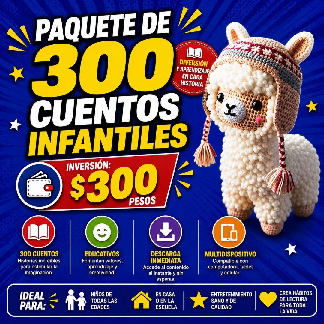 PAQUETE DE 300 CUENTOS INFANTILES