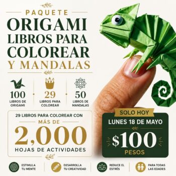 PAQUETE  DE ORIGAMI, LIBROS PARA COLOREAR Y MANDALAS