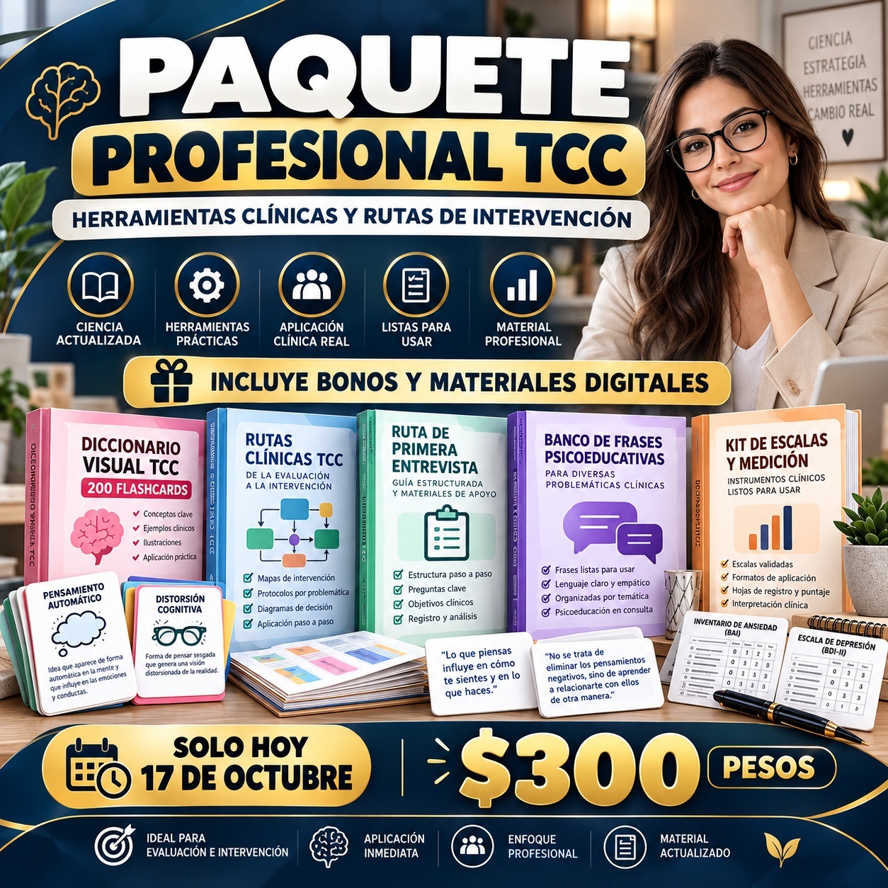 PAQUETE PROFESIONAL TCC HERRAMIENTAS CLÍNICAS, RUTAS DE INTERVENCIÓN Y RECURSOS PARA LA PRÁCTICA PSICOTERAPÉUTICA